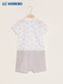LC Waikiki White Shirt Collar Short Sleeve Printed Baby Boy Jumpsuit
